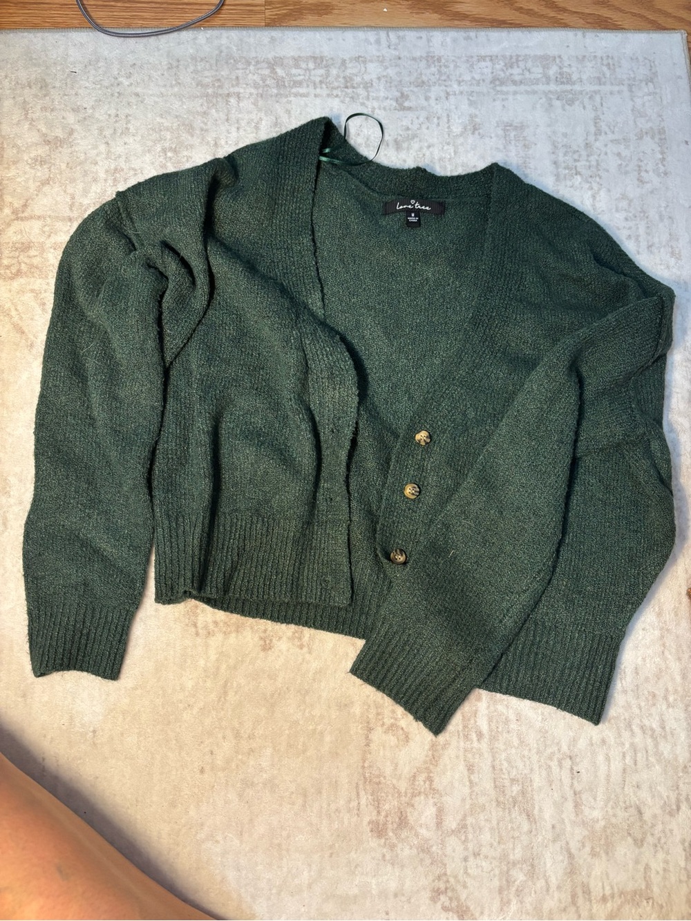 Love Tree Forest Green Button-Front Knit Cardigan